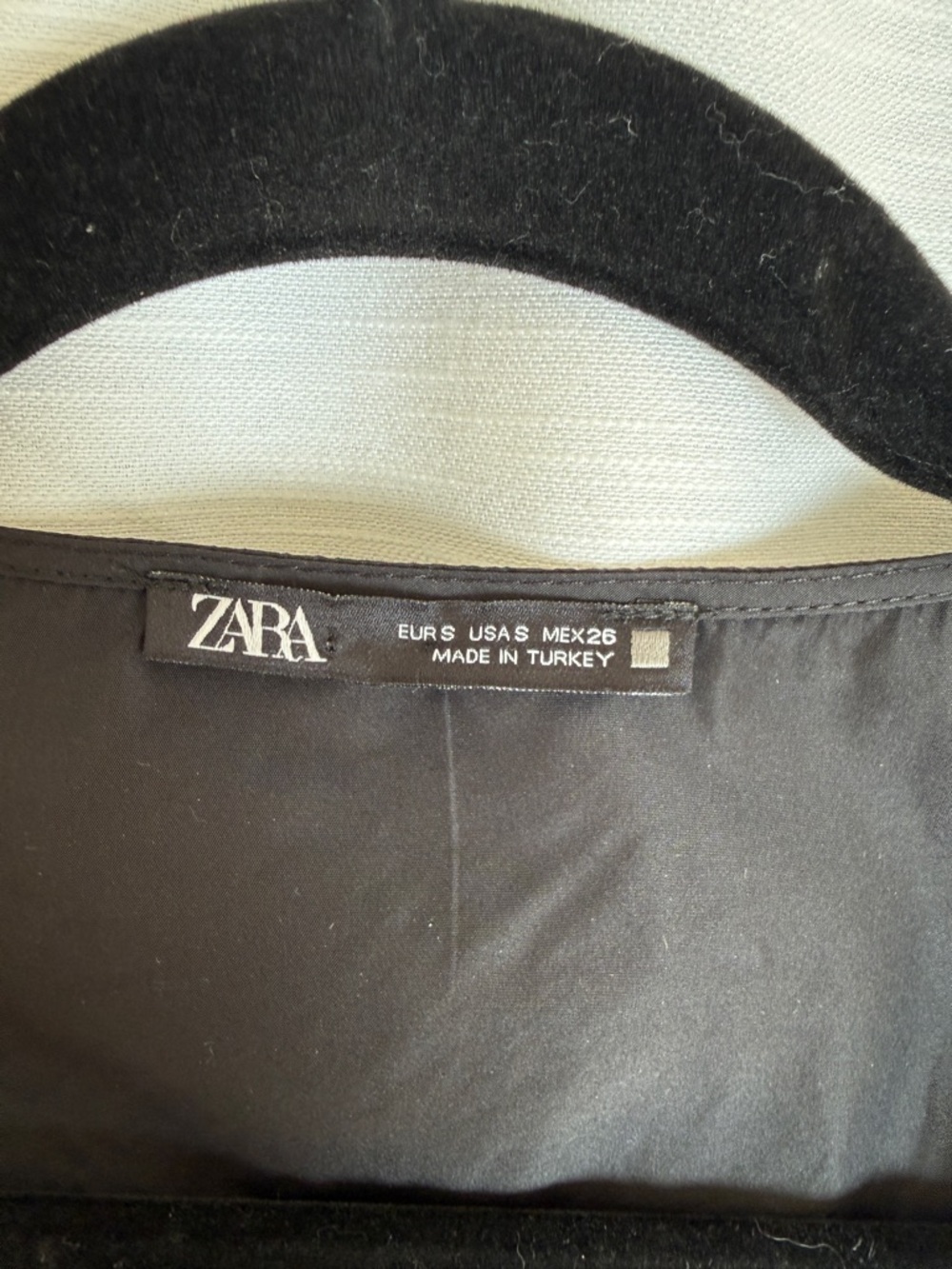 Zara Black Structured Bow Peplum Top Puff Sleeve Deep V Blouse Dressy | Size S - Picture 10 of 11